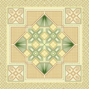 Shamrocks and Gold blackwork embroidery pattern