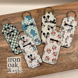 Character Chapstick Holder Keychain, Lip Balm Holder Keychain, Chap-stick Holder, Lip Balm Keychain, Magical Mouse Character Keychain Gift