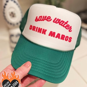 Save Water Drink Margs Hat, Puff Print Hat, Trendy Trucker Hat, Snap Back Hat, Margaritas Summer Hat, Custom Trucker Hat, Drink Margs Hat