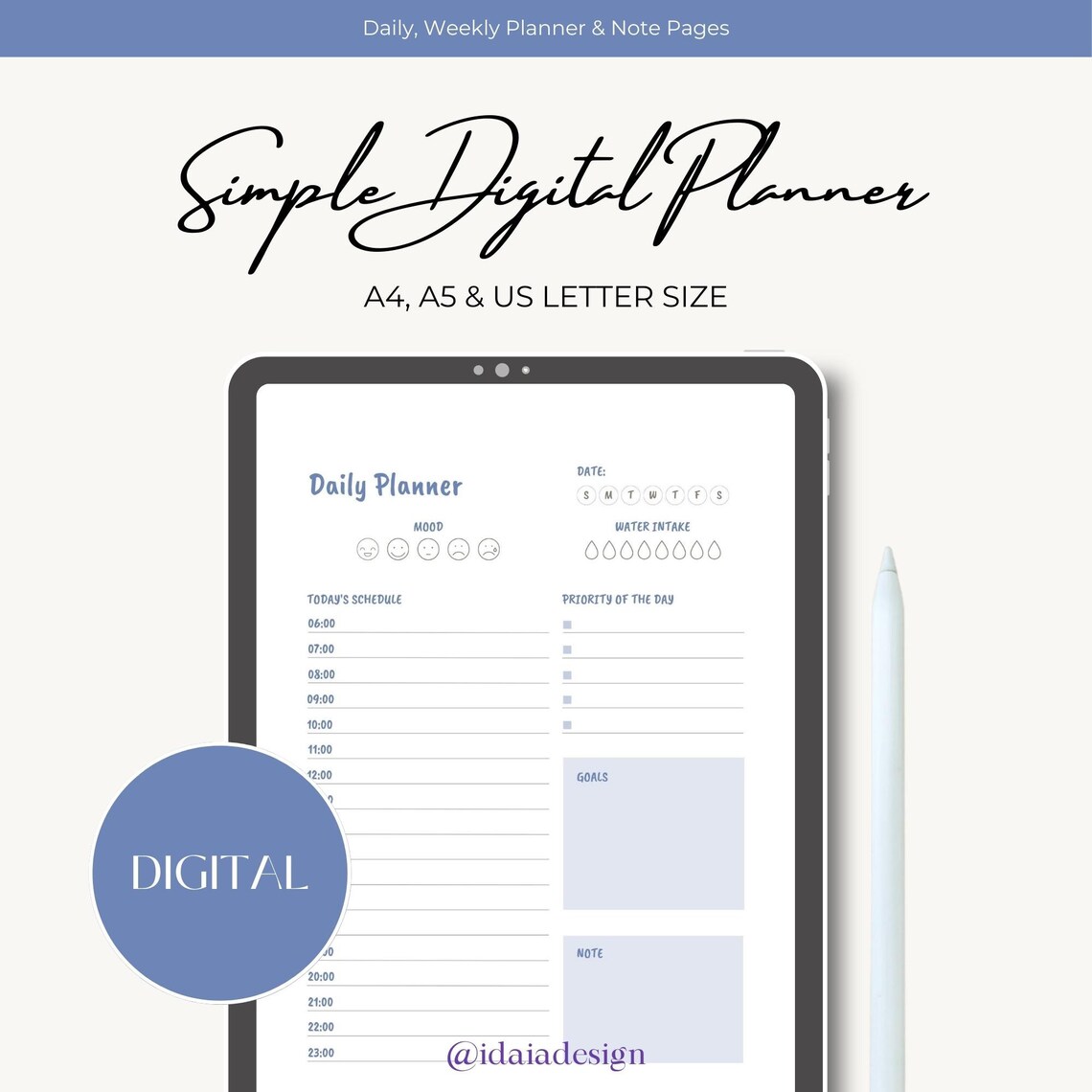 Weekly Daily Planner Printable Undated Planner ADHD Planner Digital ...