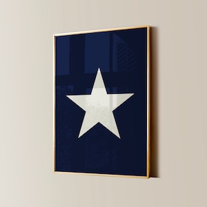 Impresión de estrellas de moda, póster de Star Girl, decoración de apartamentos con estética Y2K, arte de pared para dormitorio en azul marino, crema y blanco, arte de pared retro para sala de estar
