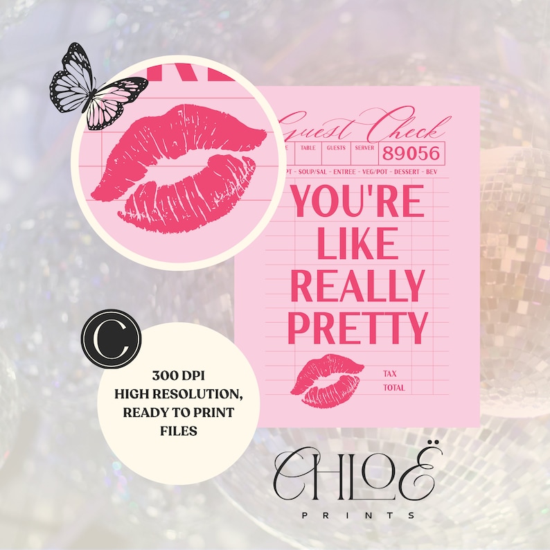 Trendy Like Really Pretty Guest Check Poster, Retro Wall Art, Glamour Aesthetic Printable Art, Chic Bedroom Home Decor, Digital Download