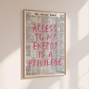 Afirmaciones Impresión de periódico de moda, póster retro de pared de dormitorio en rosa fuerte, estética de apartamento elegante, arte de pared imprimible, impresiones digitales