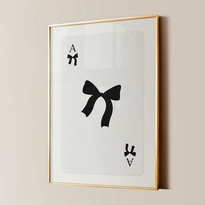 Bow Ace Karte Druck, College Wohnung Dekor, Retro Y2K Studentenwohnheim Poster, trendige Wandkunst, Girly Adreppy Ästhetik, Teen Mädchen Schlafzimmer Drucke