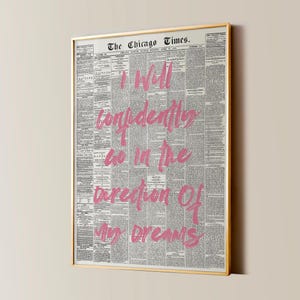 Affirmations Newspaper Print, Trendy Wall Art, Retro Dreams Bedroom Poster, Chic Apartment Aesthetic, Printable Wall Art, Digital Download