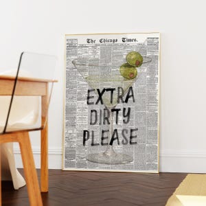 Dirty Martini Gazeta Wydruk, Modna Sztuka Ścienna, Plakat Retro Bar Cart, Elegancka Estetyka Mieszkania, Wydrukowalna Sztuka Ścienna, Wydruki Cyfrowe