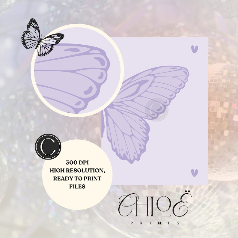 Split Butterfly Print, College Apartment Decor, Retro Y2K Dorm Room Posters, Trendy Wall Art, Purple Coquette Girly Preppy Aesthetic