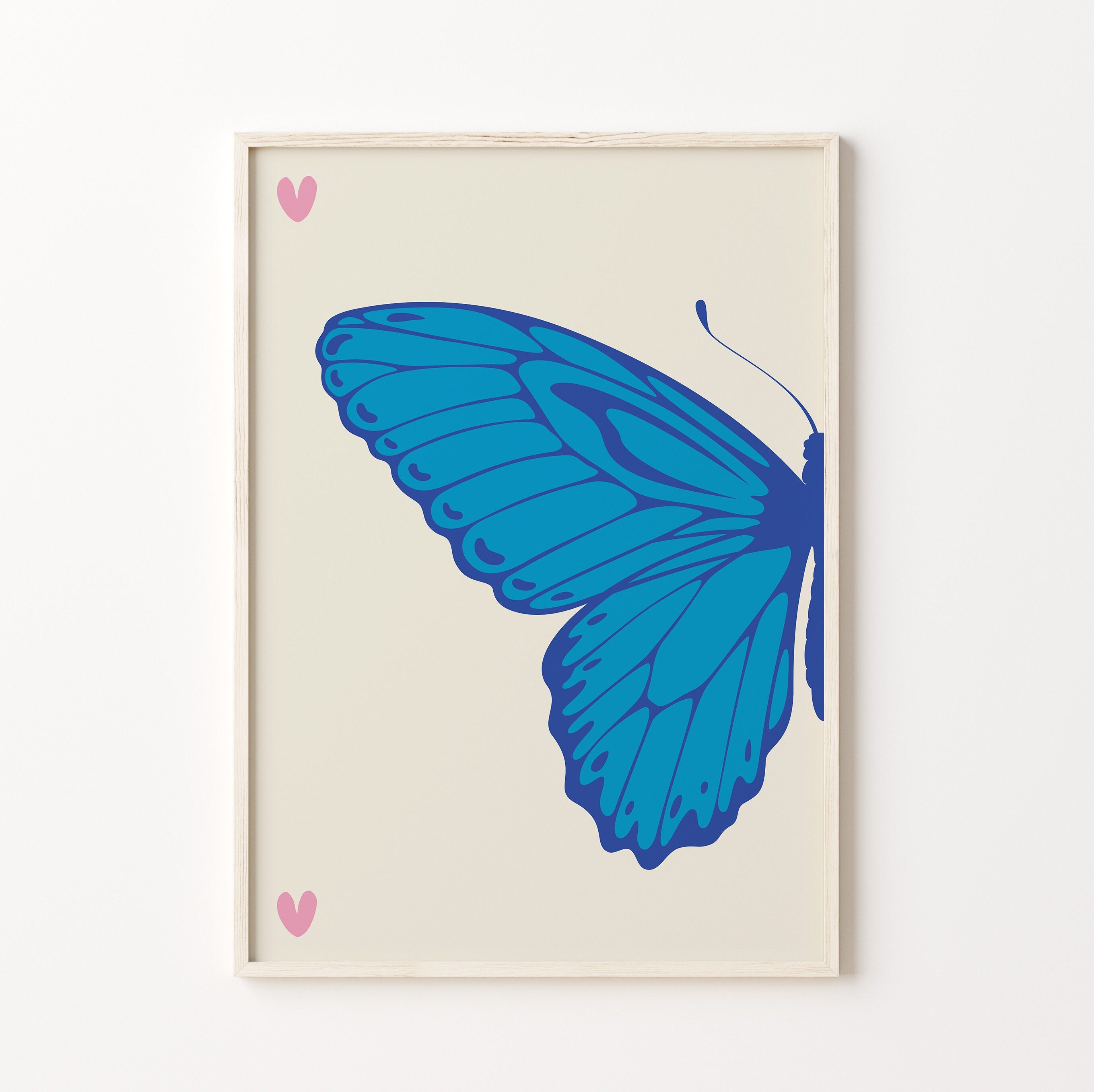 Pink Blue Split Butterfly Wall Art Set Preppy Y2k Room Decor Etsy