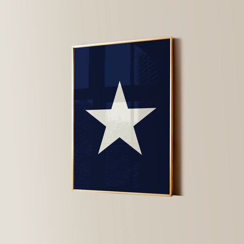 Y2K Star Print: Marineblaue Retro Wandkunst (Digitaler Download)