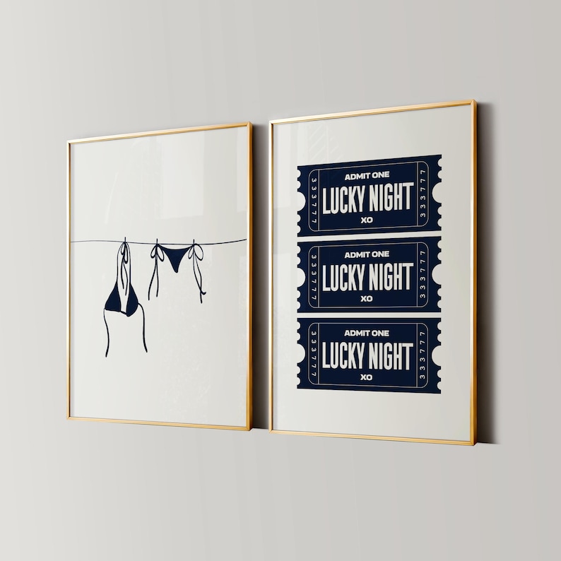 Retro 8 Ball Lucky Girl Poster, Cheetah Navy Blue Aesthetic, Trendy Apartment Decor, Y2K Chic Living Room Gallery Wall Art Set of 8 Prints