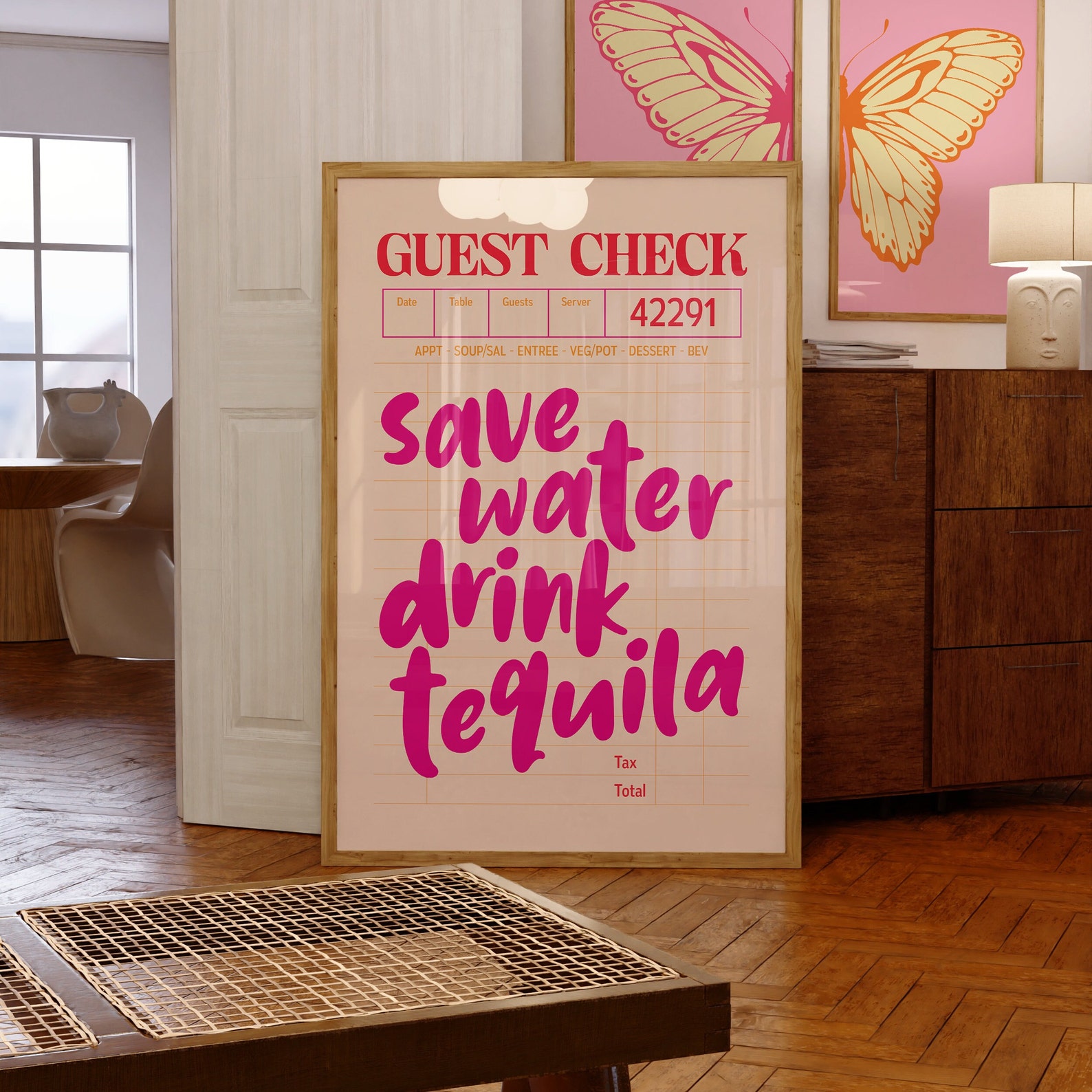 Save Water Drink Tequila Poster Orange Pink and Red Wall Art - Etsy