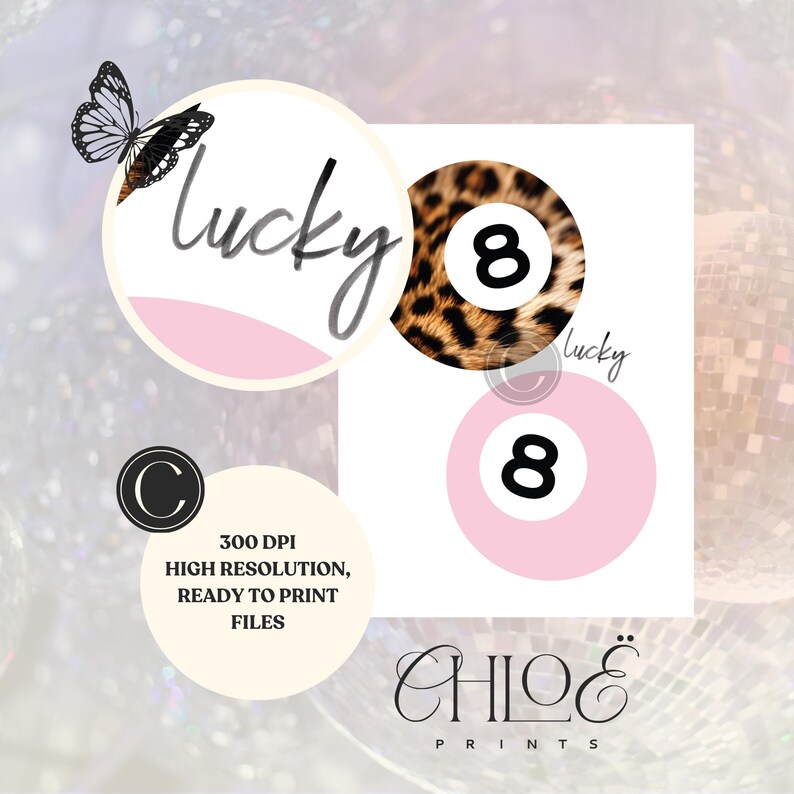 8 Ball Leopard Print, Ace Of Spades Kiss Print, Retro Lucky Girl Poster, Funky Y2K Star Apartment Decor, Girly Pink Bedroom Trendy Wall Art