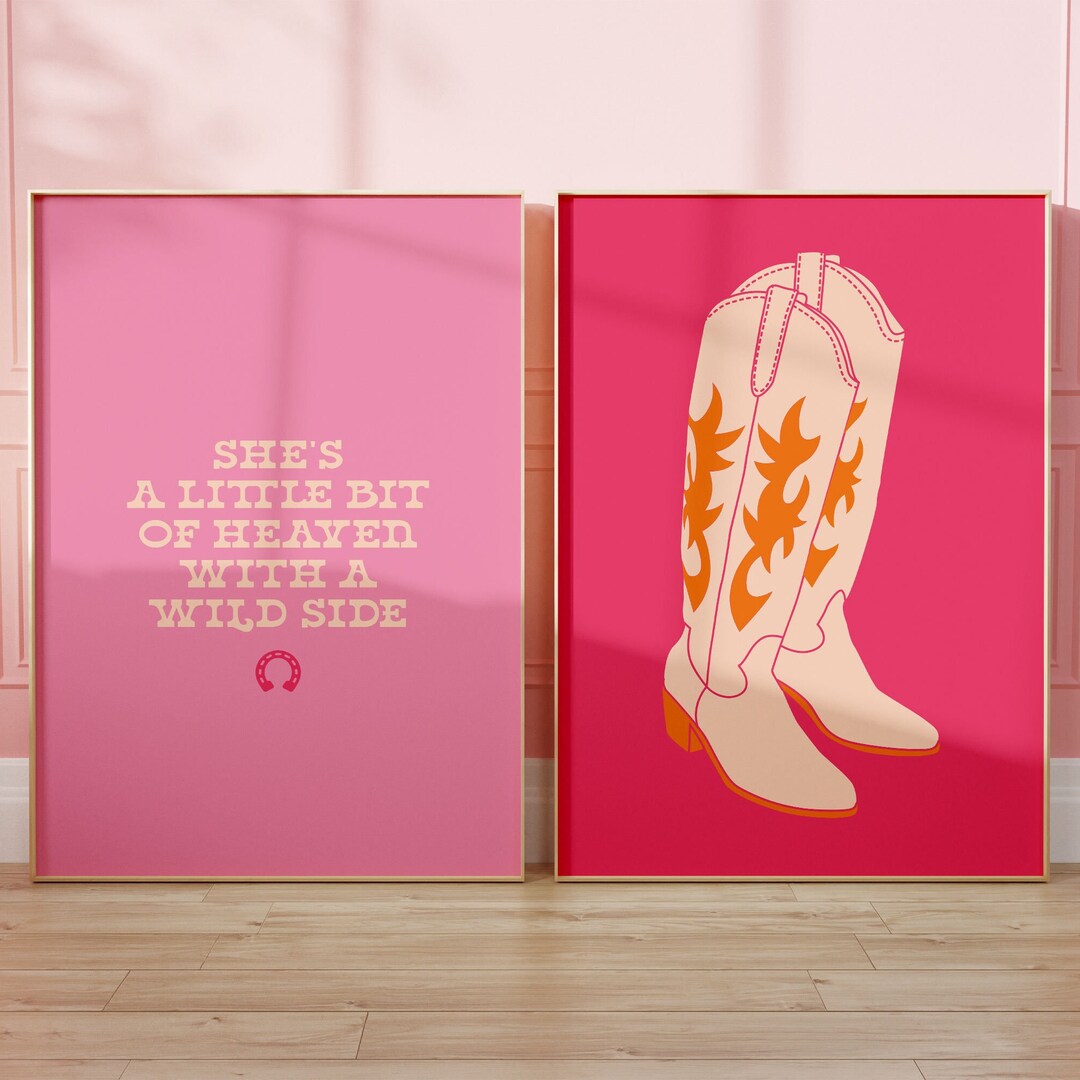 Hot Pink Cowgirl Boots, Western Wall Art, Trendy Posters, Preppy Stuff