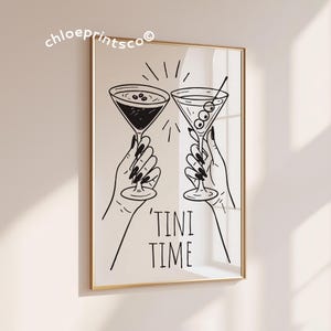 乾杯プリント、エスプレッソマティーニポスター、バーカート壁装飾、ティニタイム印刷可能な壁アート、バーカートアクセサリー、ニュートラルな美学、印刷可能