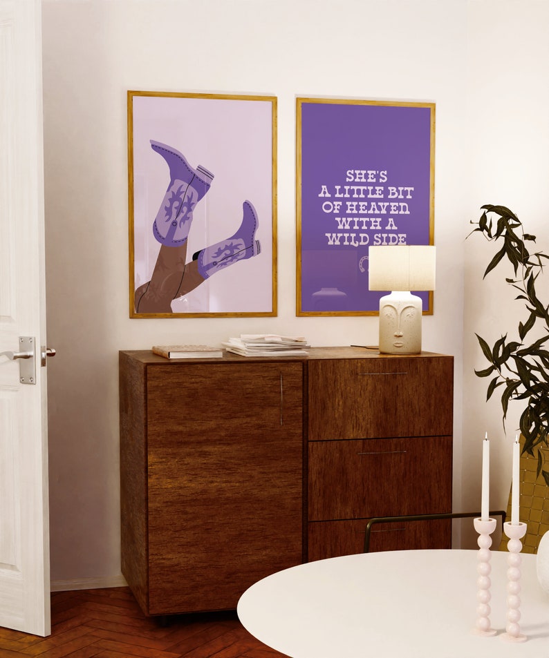 Purple Preppy Cowgirl Poster Dorm Room Wall Art DIY Trendy - Etsy