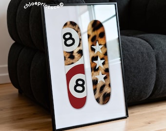 8-ball luipaardprint, rood Stockholm-kamerdecor (digitale download)