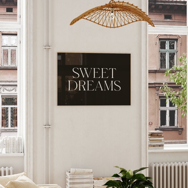 Sweet Dreams Print, Funny Apartment Poster, Black and White Bedroom