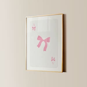 Bow Ace Karte Druck, College Wohnung Dekor, Retro Y2K Studentenwohnheim Poster, trendige Wandkunst, Girly Adreppy Ästhetik, Teen Mädchen Schlafzimmer Drucke