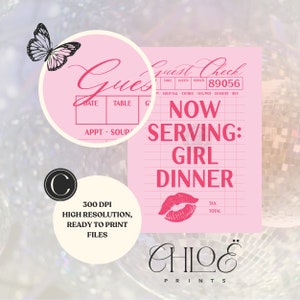 Girl Dinner Print, Aesthetic Kitchen Decor, Trendy Kitchen Prints, Hot Pink College Apartment Decor, Girly Wall Art, Chef Cooking Poster