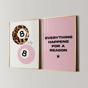 8 Ball Leopard Print, Affirmationen Poster, Trendy Lucky Girl Wandkunst, Funky Y2K ästhetik Wohnung Dekor, Gepard Girly Schlafzimmer Kunstwerk