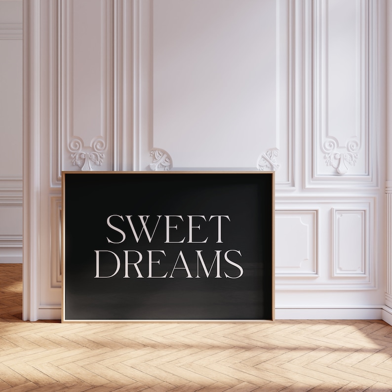 Sweet Dreams Print, Funny Apartment Poster, Black and White Bedroom