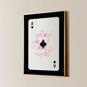 Stampa di carte da gioco, poster Asso di quadri, arte murale alla moda, poster retrò, arredamento elegante per appartamenti estetici, arredamento per stanze rosa, download digitale