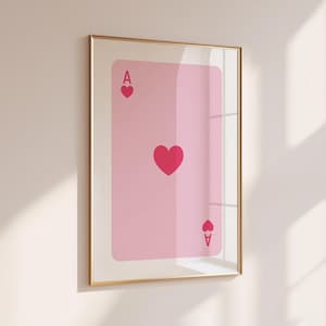 Trendy Ace of Hearts Druck, Pink Ace Druck, Spielkarte Poster, Lucky You Druck, trendige Retro Wandkunst, Ass Karte Poster, trendige Wandkunst
