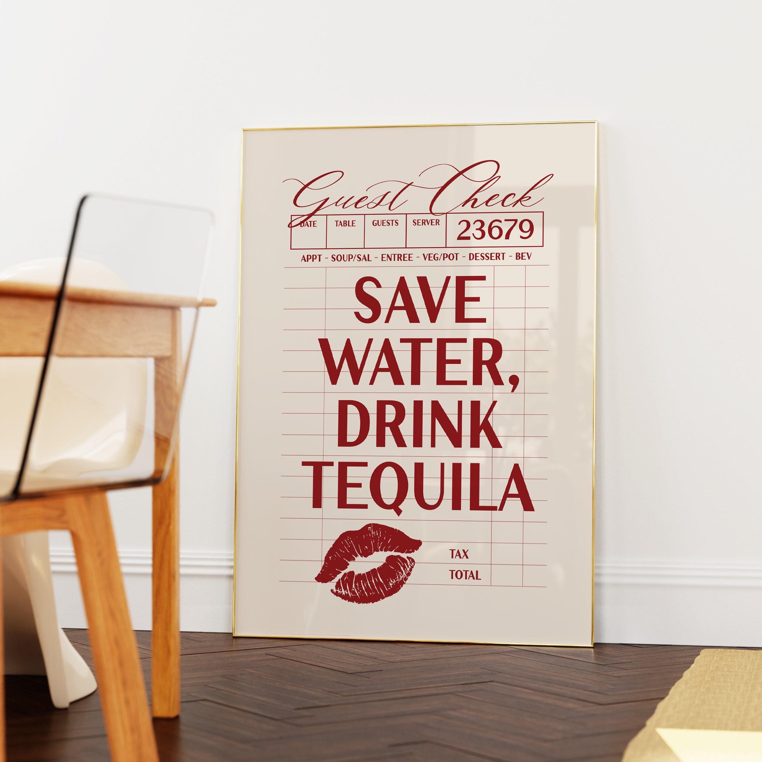 Tequila Bar Cart Print, Retro Guest Check Poster (digital Download