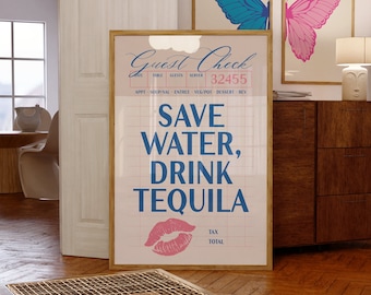 Impresión de carrito de bar, póster de tequila, arte mural moderno, decoración retro de carrito de bar, póster de cocina moderno, póster de bebidas vintage, arte mural de cócteles