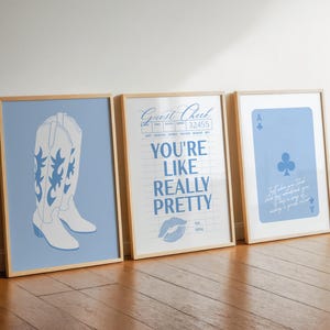 Modna nadmorska kowbojka sypialnia galeria ścienna sztuka, preppy estetyczny jesteś naprawdę ładny plakat, wydruk karty do gry, zestaw 3 wydruków cyfrowych