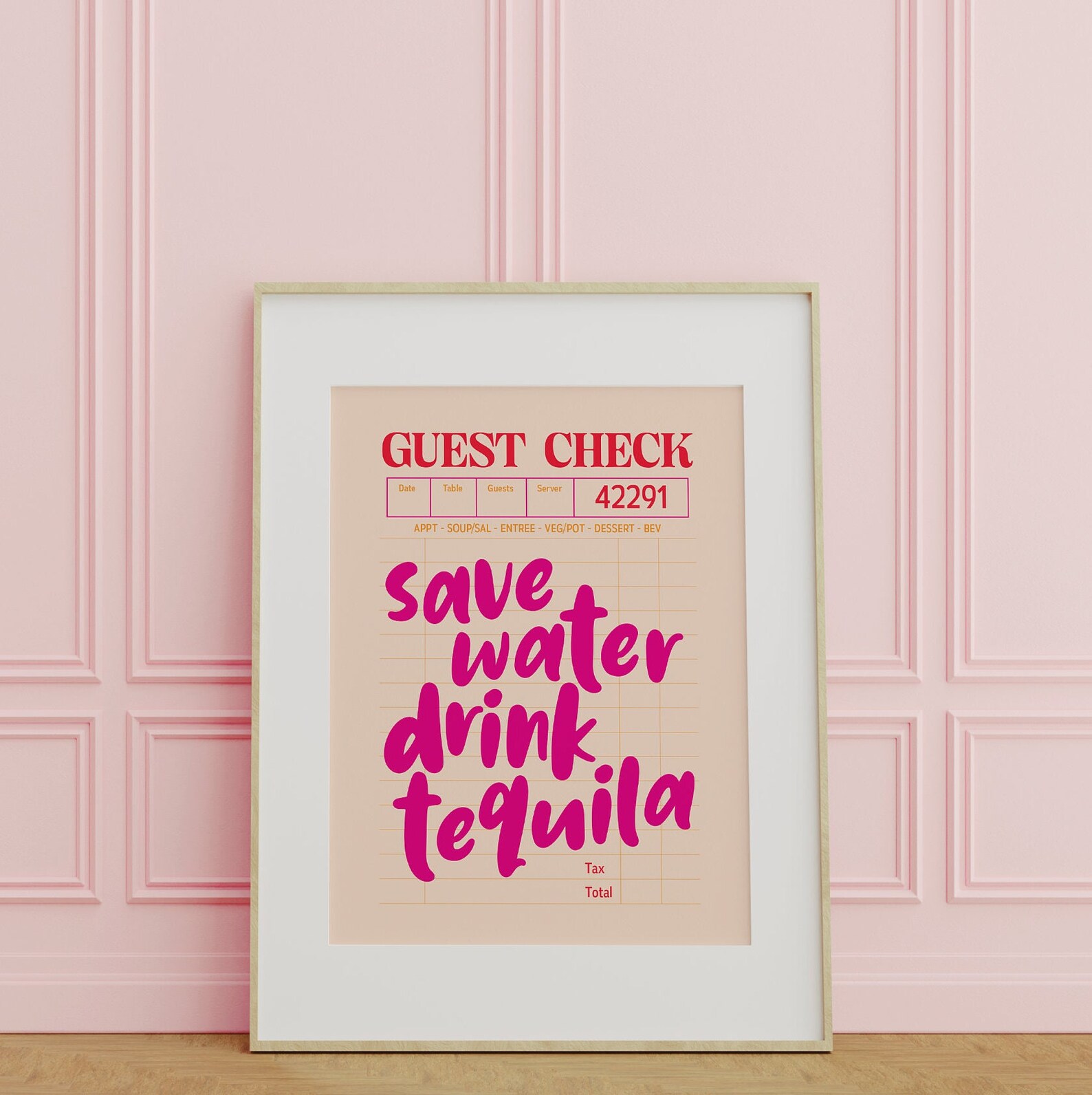Save Water Drink Tequila Poster Orange Pink and Red Wall Art - Etsy