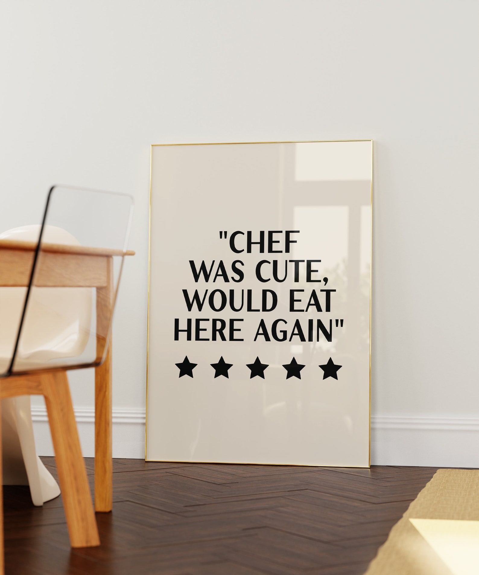 chef was cute aesthetic kitchen print retro wall art... Chef Was Cute Print, Kitchen Wall Art, Handwritten Typography Trendy ...