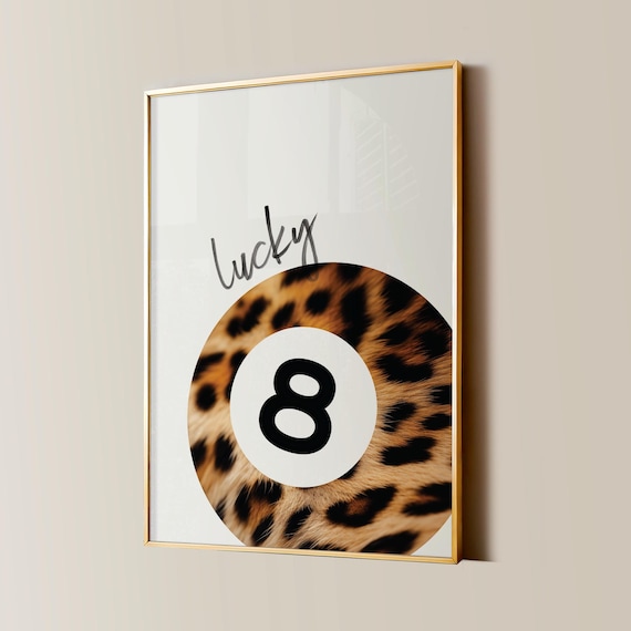 Lot De 4 Affiches Style Funky Lucky 8 Ball Et Léopard - Impression Sur Toile 30x40 Cm, Déco Murale Tendance Pour Chambre De Fille, Sans Cadre - 5