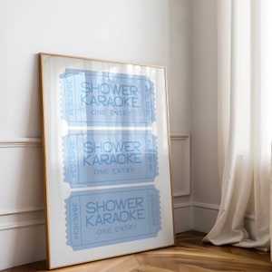 Shower Karaoke Ticket Print, Funny Bathroom Decor, Trendy Wall Art ...