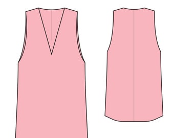 Simple blouse sewing pattern download PDF Women's blouse pattern - Sizes 34 - 44  basic top pattern - digital pdf pattern sewing