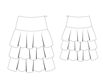 Ruffled skirt pattern pdf, ready to download and print to standard A4 printer digital skirt sewing pattern