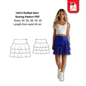 Ruffled Skirt Sewing Pattern PDF – Instant Download & Printable A4 – Women’s Skirt Pattern – Sizes 34-42 – DIY Sewing Project – Easy Sewing