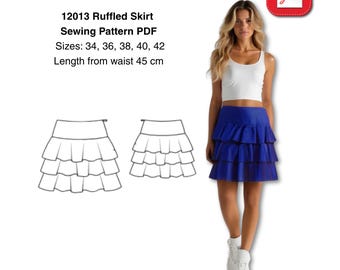 Ruffled Skirt Sewing Pattern PDF – Instant Download & Printable A4 – Women’s Skirt Pattern – Sizes 34-42 – DIY Sewing Project – Easy Sewing