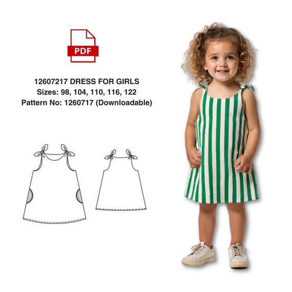 Naaipatroon schort meisjesjurk pdf-patroon babyjurk zomerjurk