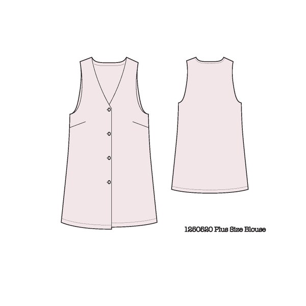 Womens blouse sewing pattern pdf plus size shirt pattern women's sleeveless shirt minimal easy sewing pattern