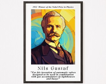 Nils Gustaf Dalén: 1912 Nobel Physics Print - Digital Poster - Home Decor - Classroom Decor - Wall Art - STEM Poster - Instant Download