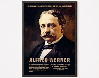 Albert Werner: 1913 Nobel Chemistry Digital Poster - Home Decor - Modern Art - Wall Art - STEM Poster - Instant Download - Gift for chemists