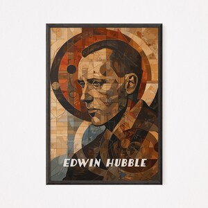 Edwin Hubble Art Deco Portrait |  A great astronomer |  Wall Art | Home Decor | Digital Download | History Poster | History Icon | Stem