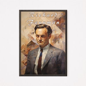 Richard Feynman Physics Portrait Poster - Minimalist Vector Art Print - Scientific Legacy Decor - Instant Download Digital Art - Home Decor