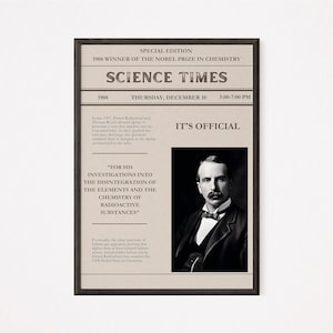 Ernest Rutherford: 1908 Nobel Chemistry Digital Poster - Home Decor - Classroom Decor - Wall Art - STEM Poster - Instant Download - Gift