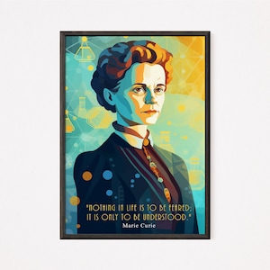 Ilustración de Marie Curie, Regalo de Química, Decoración del Hogar, Galería de Bellas Artes, Descargar Arte de Pared Imprimible