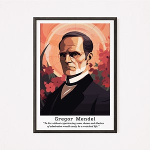 Gregor Mendel Genetics Poster - Digital Download Art | Biology Science Illustration, Heredity DNA, Educational Wall Decor, Instant Printable