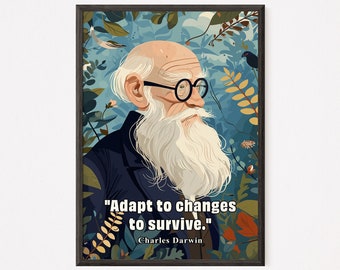 Póster para el aula de Charles Darwin: Arte de iconos históricos (descarga digital)