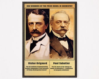 Grignard & Sabatier: 1912 Nobel Chemistry Digital Poster - Home Decor - Modern Art - Wall Art - STEM Poster - Instant Download - Gift for