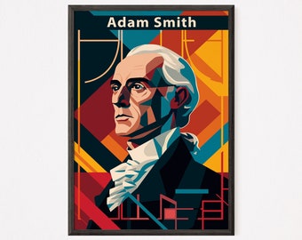 Adam Smith Art Deco Portrait | Father of Modern Economy - Icon | Art Deco Wall Art | Home Decor | Digital Download | Stem Poster | Economist